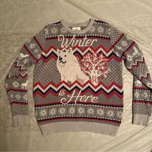 Gray 'Winter Is Coming' Game Of Thrones Wolf Sweater Size XXL